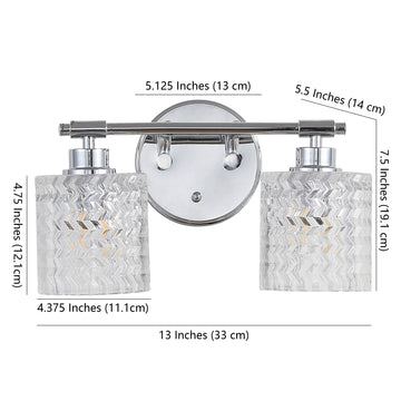 Spaulding Vintage Iron/Chevron Pattern Glass Farmhouse Cottage LED Vanity Light - JONATHAN Y
